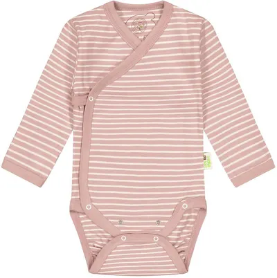 Body cu dungi pentru bebeluși Bio Baby - Bumbac organic, 50 cm, 0-1 lună, roz.