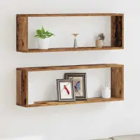 vidaXL Șemele de perete 2 buc. Lemn vechi 80 x 15 x 26 cm