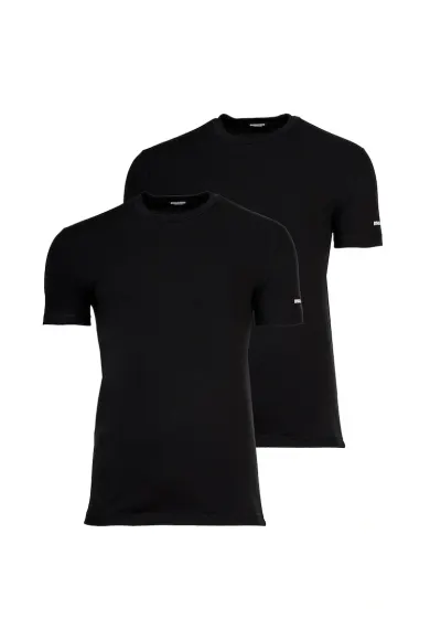 Set de tricouri cu decolteu la baza gatului - 2 piese - Negru