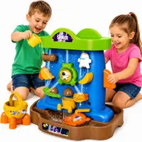 Perete cu apa 2in1 Matadi stil Montessori cu 2fete,cascada si accesorii nisip incluse,angrenaje rotative,dimensiune 51.1x40.2x56.6 cm