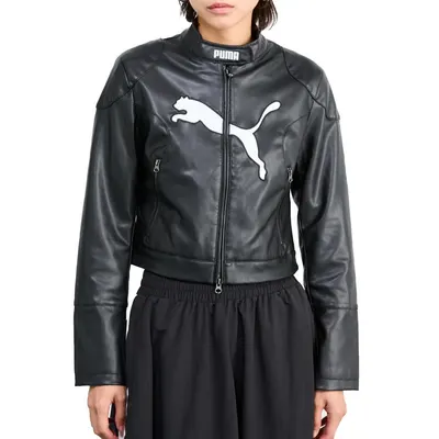 Geaca femei Puma Future.puma.archive Pleather Racer, Negru
