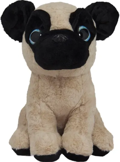 Jucărie de pluș Amek Toys - Pug cu ochi mari, 37 cm