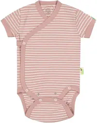 Body cu dungi pentru bebeluși Bio Baby - Bumbac organic, 56 cm, 1-2 luni, roz
