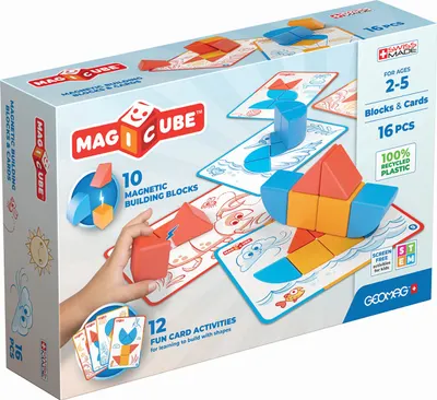 Set de cuburi magnetice și carduri Geomag - Magicube, 16 piese