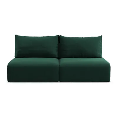 Canapea verde-închis extensibilă/cu spațiu de depozitare cu tapițerie din catifea 216 cm Kalena – Makamii