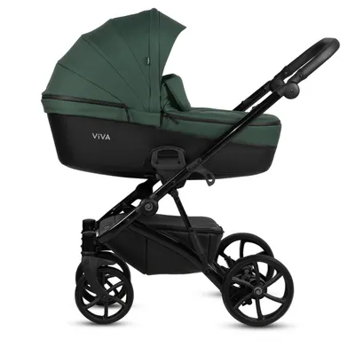Carucior 2 in 1 Tutis Viva 5+ Emerald 064 din piele ecologica, sezut reversibil, spatar reglabil, roti cu blocare, bara detasabila, accesorii incluse
