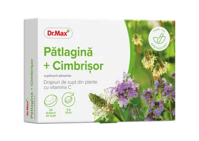 Dr. Max Drajeuri cu patlagina si cimbrisor, 24 drajeuri