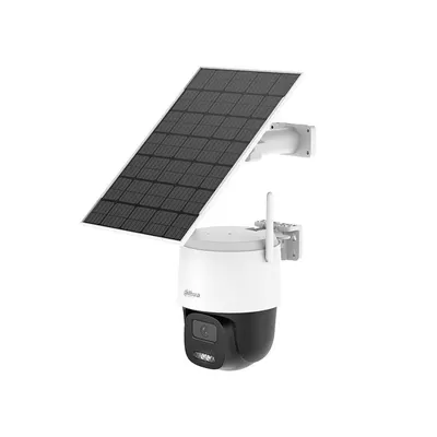 Camera supraveghere exterior cu panou solar si iluminare duala WiFi 6 PT Dahua BP5E, 5 MP, 3.6 mm, IR/lumina alba 30/20 m, detectie persoane si vehicule, acumulator 36 Wh, microfon si difuzor, alarma, slot card