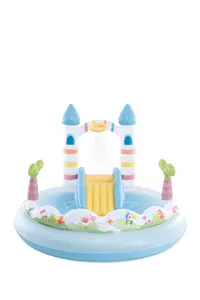 Piscină de joacă, castel și unicorn, cu tobogan și aspersor, Intex