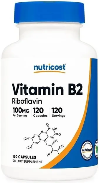 Vitamin B2 Riboflavin, 100 mg, 120 capsule, Nutricost