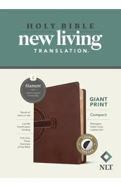NLT Compact Giant Print Bible, Filament-Enabled Edition (Red Letter, Leatherlike, Mahogany Celtic Cross, Indexed)