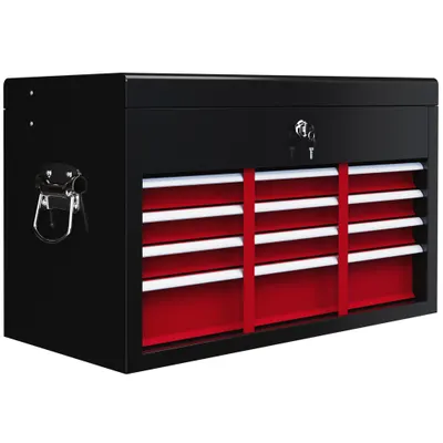 HOMCOM Ladă pentru Unelte cu 6 Sertare și Încuietoare, 60x26x34 cm, Negru | Aosom Romania