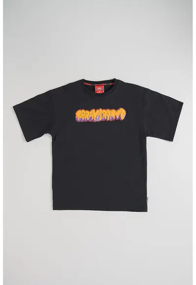 Tricou de bumbac cu logo - Negru/Galben inchis