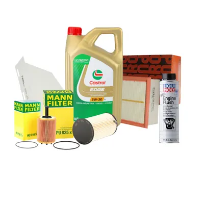 Pachet revizie CASTROL 5W-30 + filtre Mann Purro + Flush pentru 1.9 2.0 TDI VAG