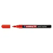 Marker permanent Edding 791, cu vopsea, corp plastic, varf rotund, 1-2 mm, rosu
