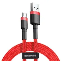 Cablu de date, Baseus Cafule, CAMKLF-C09, USB la Micro USB, Fast Charge, 1.5 A, lungime 2 m, Rosu, Acoperit cu nailon
