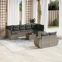 Gossi set mobilier de gradina cu perne, 10 piese, gri, poliratan