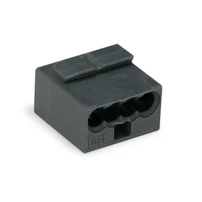 MICRO PUSH WIRE® connector for junction boxes; for solid conductors; 0.8 mm Ø; 4-conductor; dark gray housing; light gray cover; Surrounding air temperature: max 60°C; 0,80 mm²; dark gray