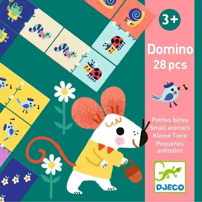 Domino pentru copii Djeco - Animale mici, 28 de elemente