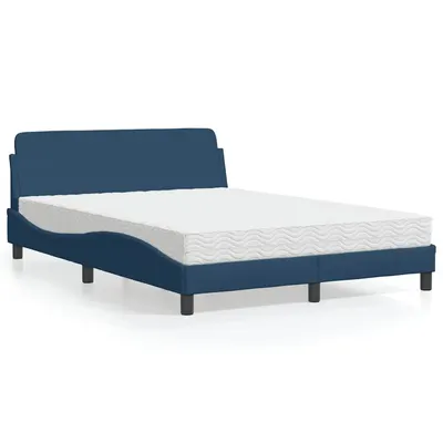 vidaXL Pat cu saltea, Dover, albastru, 140x200 cm, textil