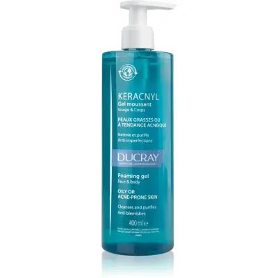 Ducray Keracnyl Foaming gel gel spumant de curatare pentru tenul gras, predispus la acnee 400 ml