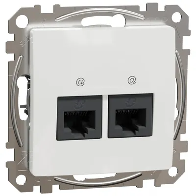 Priza dubla RJ45 Cat6 UTP,Schneider, SDD111462,Sedna Design,alb