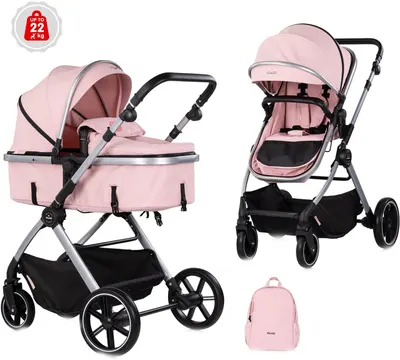 Cărucior pentru bebeluși 2 în 1 Chipolino - Pearl, pudră roz