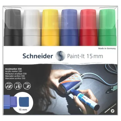 Marker acrilic, varf 15mm, 6buc/set 1, Paint-It 330, Schneider
