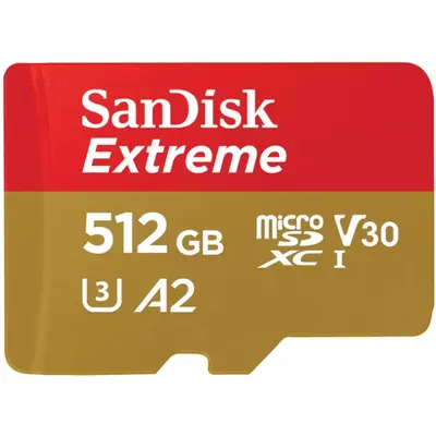 Card Memorie microSDXC SanDisk Extreme, 512Gb, Clasa 10 / UHS-1 U3 SDSQXAV-512G-GN6MN