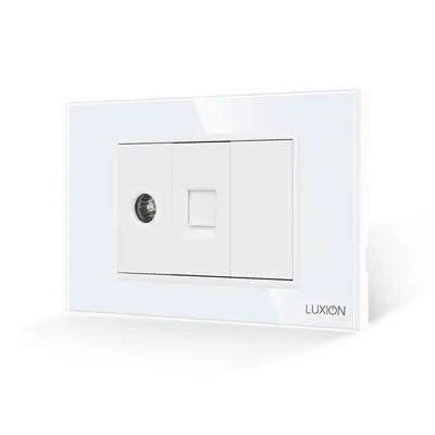 Priza TV + Internet cu Rama din Sticla LUXION, Standard Italian, 3M
