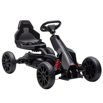 HOMCOM kart cu pedale pentru copii, scaun reglabil 4 poziții, roți EVA, 100 x 58 x 58,5 cm, negru | Aosom Romania