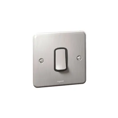 Plate switch Synergy -1 module -1 way -10 AX -250 V~ - Authentic brushed stainless steel