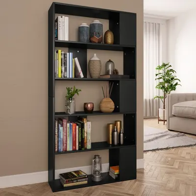 vidaXL Bibliotecă/Separator cameră negru, 80x24x159 cm, lemn prelucrat