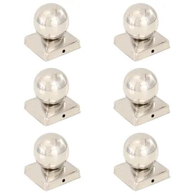 vidaXL Capace stâlpi tip glob, 6 buc., 101x101 mm, oțel inoxidabil