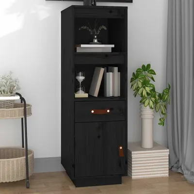 vidaXL Dulap înalt, negru, 34x40x108,5 cm, lemn masiv de pin