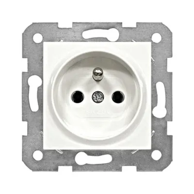 Insert priză cu PE tip pin, albă, conexiune cu şurub