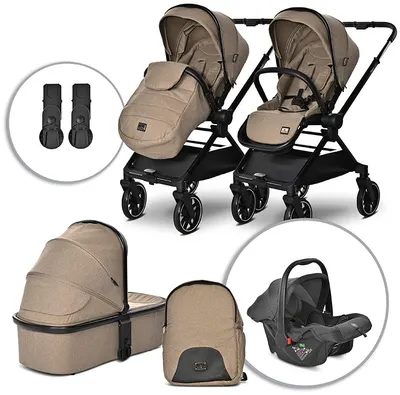 Cărucior pentru bebeluși cu mâner reversibil 3 în 1 Lorelli - Reya, Brown