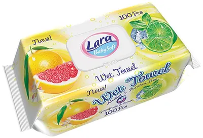 Șervețele umede cu capac Lara Baby Soft - Citrice, 100 buc