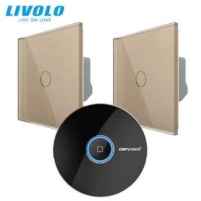 Intrerupatoare simple wireless RF + hub RF/IR, generatia noua, control de pe smartphone Auriu