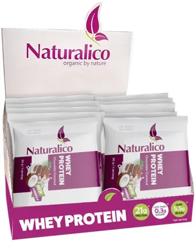 Whey Protein, ciocolată albă cu căpșună, 24 pliculețe, Naturalico
