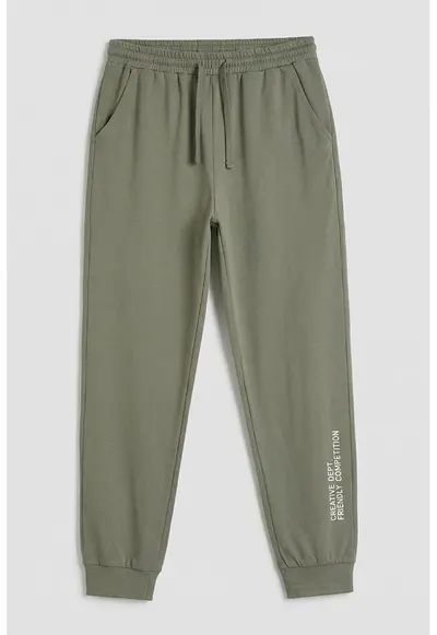 Pantaloni de trening din bumbac cu terminatii elastice - Verde pal