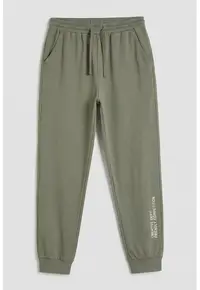 Pantaloni de trening din bumbac cu terminatii elastice - Verde pal