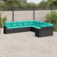 Gossi set canapele de gradina cu perne, 10 piese, negru, poliratan