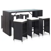 Gossi set mobilier bar de gradina cu perne, 7 piese, negru, poliratan