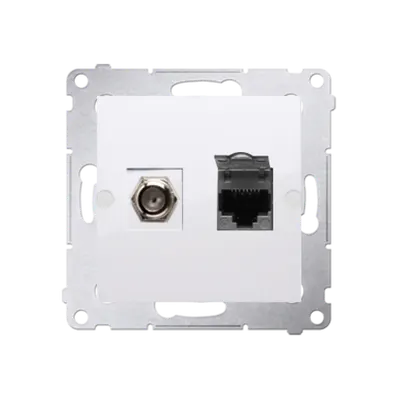 Priza TV tip F+ RJ45 cat 6, alb