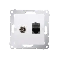 Priza TV tip F+ RJ45 cat 6, alb