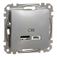 Sedna Design, Priza incarcare USB A+C, 2.4A, aluminiu