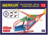 Set de construcție metalic 10 în 1 Merkur - Elicopter, 222 piese