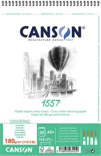Caiet de schițe cu spirală Canson 1557 - A5+, 30 foi