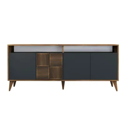 Comoda MILAN, nuc + antracit, 180x35x78 cm